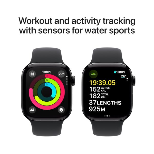 Apple Watch Series 10 [GPS 42 mm] Smartwatch with Jet Black Aluminium Case with Black Sport Band - S/M. Fitness Tracker, ECG App, Always-On Retina Display, Water Resistant - Image 3