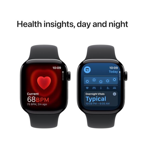 Apple Watch Series 10 [GPS 42 mm] Smartwatch with Jet Black Aluminium Case with Black Sport Band - S/M. Fitness Tracker, ECG App, Always-On Retina Display, Water Resistant - Image 2