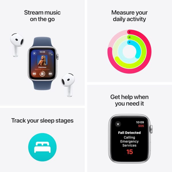 Apple Watch SE (2nd Gen, 2023) [GPS 44mm] Smartwatch with Midnight Aluminum Case with Midnight Sport Band. Fitness & Sleep Tracker, Crash Detection, Heart Rate Monitor, Retina Display - Image 6